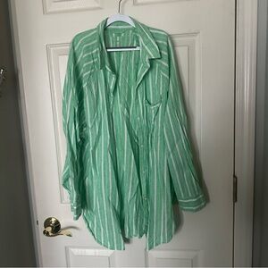 Aerie Green Striped Shirt